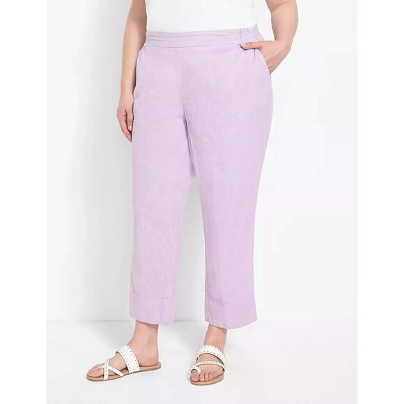 Lane Bryant Womens Linen Blend Slim Leg Ankle Pants Plus Size 18 Lavender Purple - Picture 1 of 11